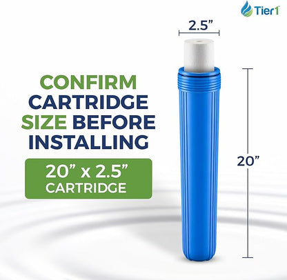 Tier1 5 Micron 20x2.5 Water Filter | Spun Wound Polypropylene Whole House Sediment Cartridge | Replacement for Pentek P5-20, 155016-43, SDF-25-2005 | 2.5 x 20 P5-20 Water Filter (3-Pack)