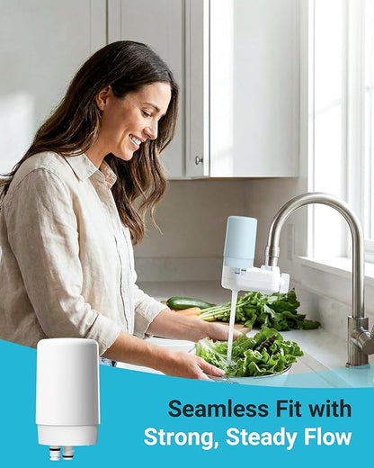 AQUA CREST 7027W Faucet Water Filter, Replacement for Brita® Filter, Brita® Faucet 36311 On Tap Water Filtration System, FR-200, FF-100 Replacement Filter, White, 4 Pack