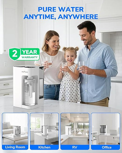 Mate 3 Countertop Reverse Osmosis Water Filter with 2 Smart Auto-Filling Pitchers, 8 Stage RO Water Filtration System, Water Purifier for Home, Office, 3:1 Pure to Drain, White