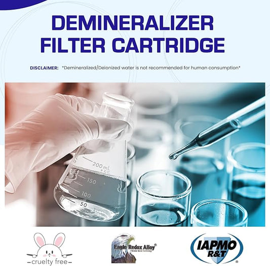 Crystal Quest Demineralizer Filter Cartridge - 4-5/8" x 9-3/4" - Heavy-Duty, Ideal for Lab, Research and Medical Applications for Ultra Pure Water Needs