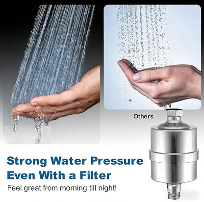 ALL METAL Shower Head Filter – Advanced Filtration Shower Filter for Hard Water, High Pressure Universal Shower Water Filters to Reduce Toxic Chemicals, Chlorine and Heavy Metals,for Skin & Baby Care