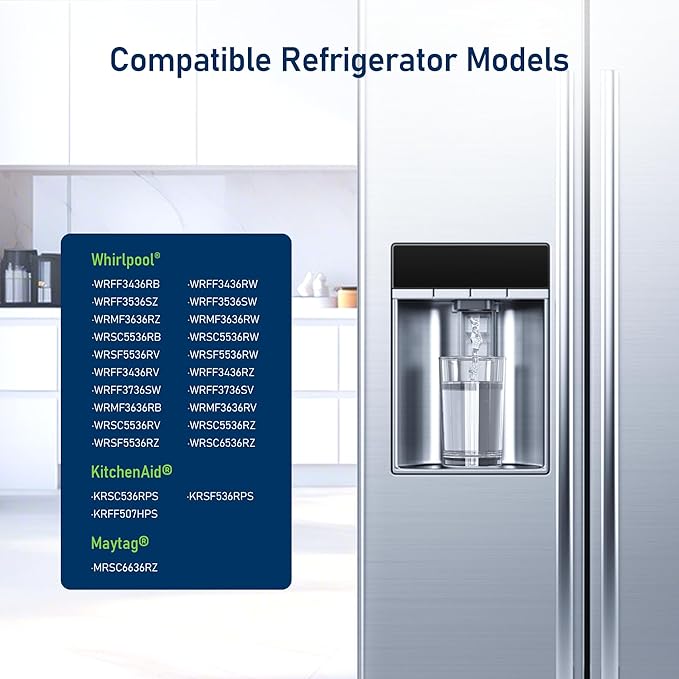 Filter A EDRARXD1 Water Filter, Compatible with Whirlpool WHRARXD1, Everydrop Filter A, Whirlpool WRSC5536RZ, WRSF5536RZ, KitchenAid KRSF536RPS, KRFF507HPS, Maytag MRSC6636RZ, 3 Pack