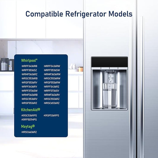 Filter A EDRARXD1 Water Filter, Compatible with Whirlpool WHRARXD1, Everydrop Filter A, Whirlpool WRSC5536RZ, WRSF5536RZ, KitchenAid KRSF536RPS, KRFF507HPS, Maytag MRSC6636RZ, 3 Pack
