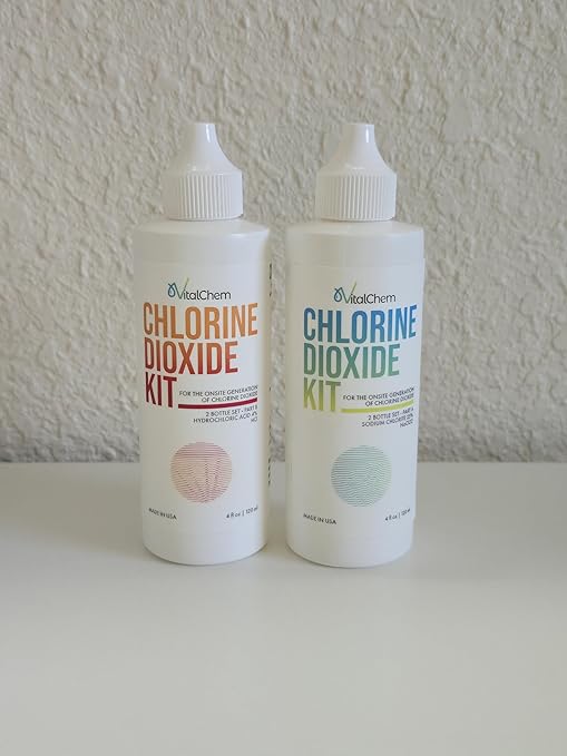Chlorine Dioxide Kit | Plastic Drop Bottles | Hydrochloric Acid 4-5% (HCl) and Sodium Solution | 8 oz Total