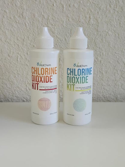 Chlorine Dioxide Kit | Plastic Drop Bottles | Hydrochloric Acid 4-5% (HCl) and Sodium Solution | 8 oz Total