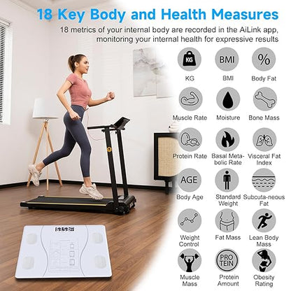 Intelligent Body Fat Scale, a Simple and Practical Digital Scale That can be Connected to a Mobile Digital Bathroom Scale to Display BMI, Body Fat, Muscle Mass, and Durable Weight Scale (White)