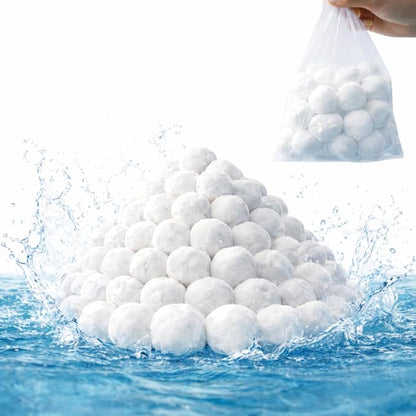 4 lbs Pool Filter Balls for Sand Filter, Efficient Lightweight Sand Replacement with Laundry Bag, Reusable Filter Media for Swimming Pool Pumps | Lightweight Sand Replacement with Laundry Bag for Swimming Pool Sand Filter Pumps