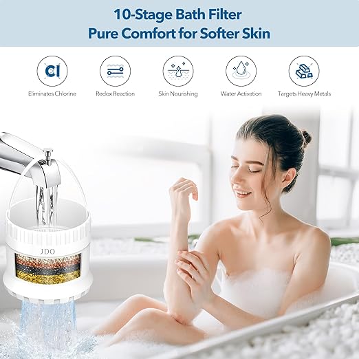 Bath Filter for Tub 2500 Gallon Bathtub Water Filter, Upgraded Large Opening Design (15L/Min) Universal Fit for Bathtub Faucet, Hard Water Softener Removes Chlorine Sensitive Skin Dry Hair Friendly