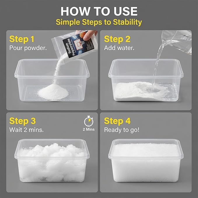 RAINFLOW 15OZ Water Absorbing Polymer - Sodium Polyacrylate Alternative to Sand for Basketball Hoop Bases,Sign,Soil Moist Water Crystals,Sand Bags for Umbrella Base Eco Gel for Camping Toilet