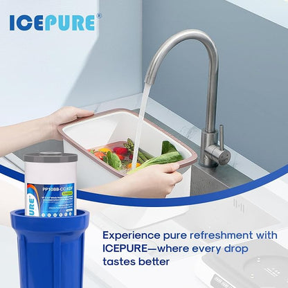 ICEPURE 5 Micron 10" x 4.5" Whole House Sediment Activated Carbon and KDF Water Filter Compatible with GE FXHTC, GXWH40L, RFC-BBSA W50PEHD Whirlpool WHKF-GD25BB GXWH35F GNWH38S Dupont WFHD13001, 1PACK