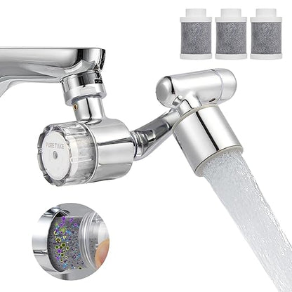 Water Filter for Sink Faucet,1080° Rotating Tap Extender, Remove Chlorine, Taste,Odor More Than 99% Relieve Dry, Rough&Itchy Senstive Skin for Bathroom Face Wash (3pcs Filter Replacements)