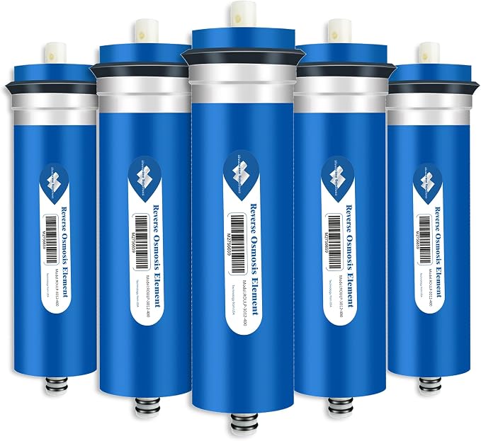 Membrane Solutions 500 GPD RO Membrane 3.0"x12" Reverse Osmosis Membrane Water Filter Replacement for Under Sink Home RO Water Purifier System and Maple Sap Syrup DIY, Aquariums (5 Pack)