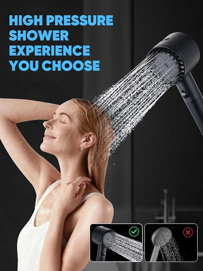 Cobbe Filtered Shower Head with Handheld, High Pressure 5 Spray Mode Showerhead with Filters, Built-in Power Wash for Hard Water - Remove Chlorine - Reduces Dry Itchy Skin, Black