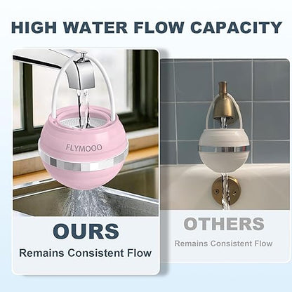 FLYMOOO Bath Filter for Tub, Bathtub Faucet Water Filter with 8 Stages & 2,500 Gallons of Filtration to Reduce Contaminants for Softer, Smoother Skin (Pink)