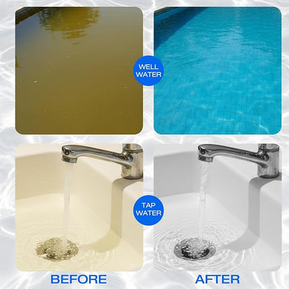 H&G lifestyles Pool Filling Hose Water Filter, Garden Hose Iron Filter for Well Water, Reduces Calcium Magnesium, Hot Tub & Pool Water Filter System, 3/4" GHT Brass Fittings, 70,000 Gallons
