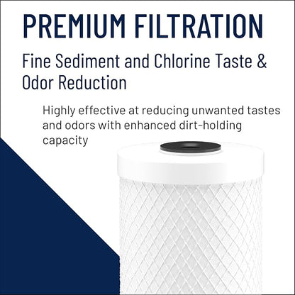 Pentair Pentek CBC-10 Under-the-Counter Carbon_Water Filter, 10-Inch, Carbon Block Cartridge with Bonded Powered Activated Carbon (PAC) Filter, 2.5” x 10”, 0.5 Micron (Pack of 12)