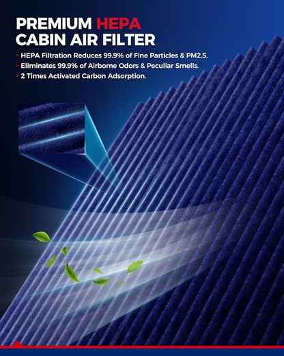 KAX Premium HEPA Cabin Air Filter with Dual Active Carbon, CF12150 Replacement for Ford Expedition 2018-2024, F150, F250, F350, F450, F550 Super Duty, Lincoln Navigator, Strong Adsorption Cabin Filter
