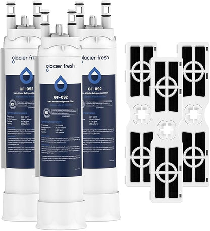 GLACIER FRESH FPPWFU01 & PureAir AF-2 Water & Air Filter Replacement, 3+3 | Compatible with Frigidaire, Electrolux EPPWFU01, PureAdvantage PWF-1, FRGPAAF2, NSF 42 Certified