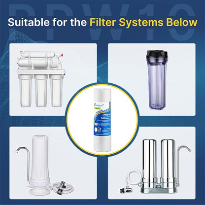EXCELPURE 5 Micron 10" x 2.5" Whole House Sediment Home Water Filter Cartridge Replacement for Any 10 inch RO Unit, Culligan P5, Aqua-Pure AP110, Dupont WFPFC5002, CFS110, WHKF-GD05, PP10-05, 3PACK