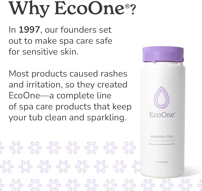 Alkalinity Plus by EcoOne | Natural Water pH Increaser for Hot Tub Application | Chlorine-Free, Phosphate-Free Hot Tub pH Increaser | Increases Alkalinity & Neutralizes pH to Prevent Buildup, 2 Lbs