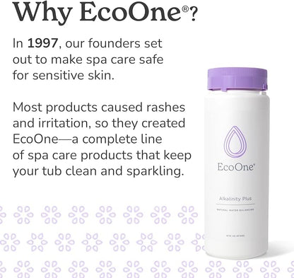 Alkalinity Plus by EcoOne | Natural Water pH Increaser for Hot Tub Application | Chlorine-Free, Phosphate-Free Hot Tub pH Increaser | Increases Alkalinity & Neutralizes pH to Prevent Buildup, 2 Lbs