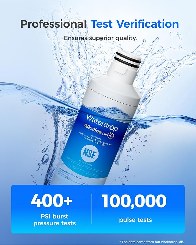 Waterdrop Alkaline LT1000PC ADQ747935 Refrigerator Water Filter, 2 Pack | Replacement for LG® LT1000P®/PC/PCS, LFXS26973S, LMXS28626S, LMWS27626S, LFXS28596S, ADQ74793501, ADQ74793502 and LT120F®