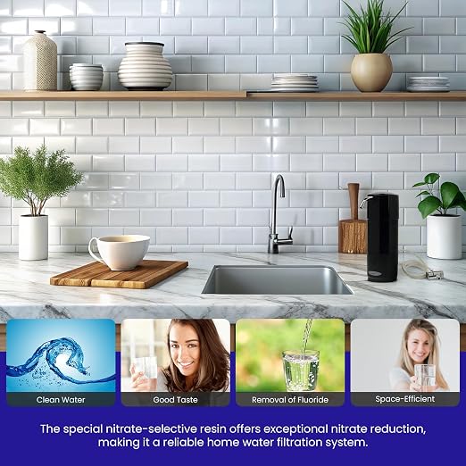 Nitrate Removal | Classic Countertop Water Filter System | Black | Crystal Quest