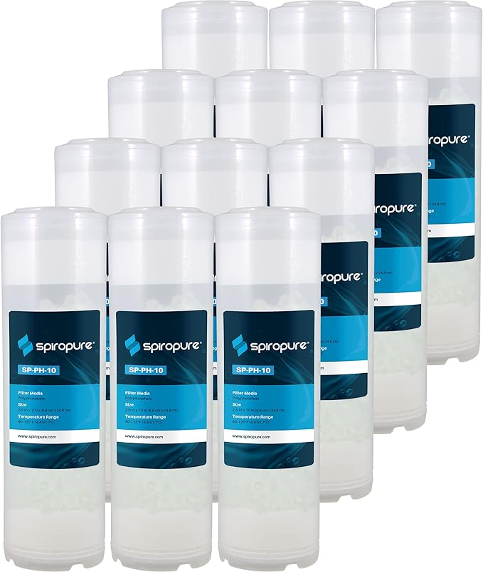 SpiroPure 10x2.5 Polyphosphate Water Filter, Anti-Scale Filter 10 Inch, Hard Water Filter, Scale Inhibitor, Salt Free Water Softener for Shower, Sink, & Whole House (Case of 12)