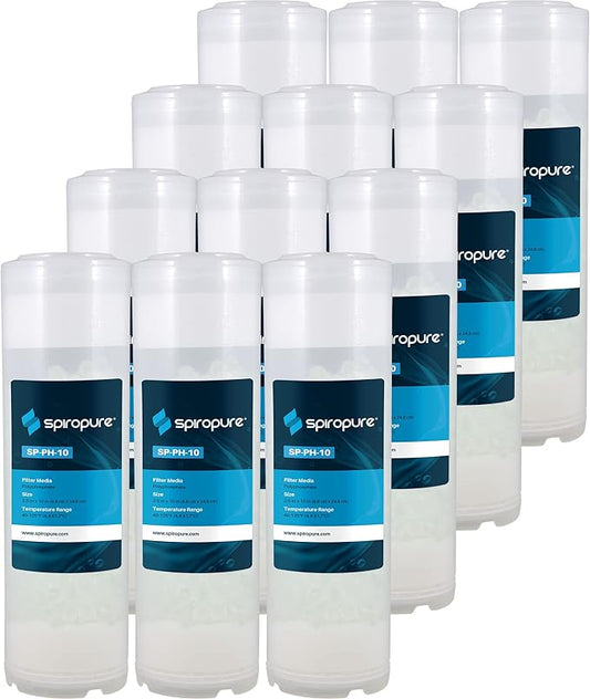 SpiroPure 10x2.5 Polyphosphate Water Filter, Anti-Scale Filter 10 Inch, Hard Water Filter, Scale Inhibitor, Salt Free Water Softener for Shower, Sink, & Whole House (Case of 12)