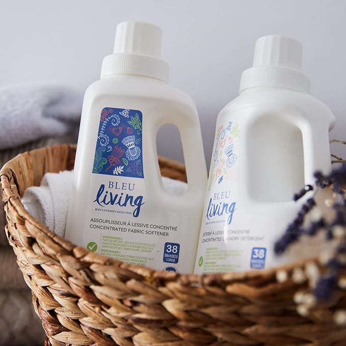 Bleu Lavande - 3-Pack Natural Fabric Softener – Concentrated Lavender Liquid Softener - Biodegradable, Eco-friendly, Hypoallergenic - Chloride & Phosphate-free - Aromatherapy - (38 loads-950 ml) x3 | Natural, Concentrated, Hypoallergenic & Biodegradabl...