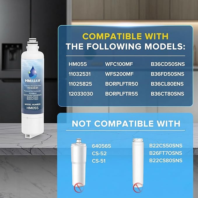 11032531 Filter Replacement - Compatible with Ultra Clarity Pro Water Filter Bosch, Thermador Water Filter Replacement for BORPLFTR50, BORPLFTR55, B36CD50SNS B36CT80SNS, 12033030, 12028325, 3PACK