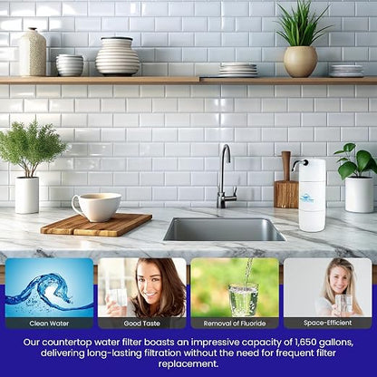 Fluoride Removal | Smart Classic Countertop Water Filter System | White | Crystal Quest