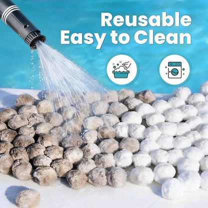 3.1 lbs Pool Filter Balls for Sand Filters, Reusable White Filter Media Balls for All Sand Filter Systems, Efficient & Lightweight Pool Sand Filter Balls, Replaces 100 lbs Pool Filter Sand