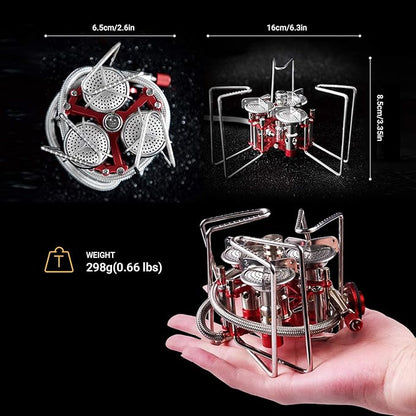 Bulin Backpacking Camping Stove, 5800W Portable Folding Lightweight Camp Gas Stove, Single Adjustable Pocket Emergency Survival Cooking Burner Kit for Outdoor, Hiking, with Carry Bag