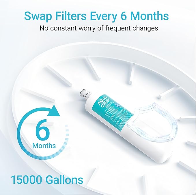 AQUA CREST 3US-PF01 Under Sink Water Filter, Replacement for Advanced Filtrete® 3US-PF01, 3US-MAX-F01H, 3US-PF01H, Delta RP78702, Manitowoc K-00337, K-00338, HF20 HF25 HF27, NSF/ANSI 42 Certified