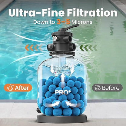 9.2 lbs Pool Filter Balls for Sand Filters, Reusable Blue Filter Media Balls for All Sand Filter Systems, Efficient & Lightweight Pool Sand Filter Balls, Replaces 300 lbs Pool Filter Sand