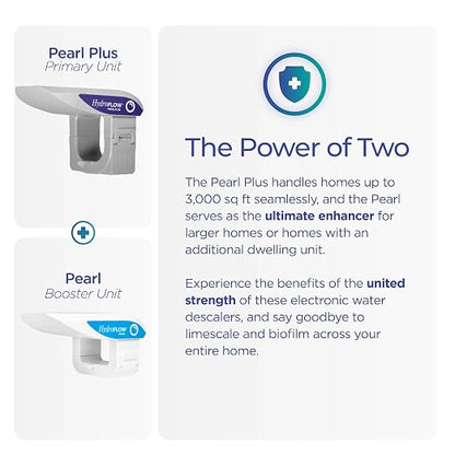 HydroFLOW Pearl Plus with Pearl Booster | Eco Friendly Alternative to Salt Water Softeners | Descaler Bundle for Homes Over 3,000 Square Feet in Total