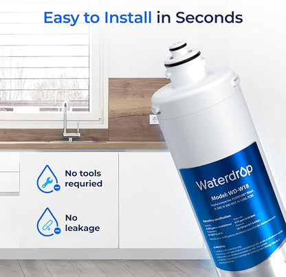 Waterdrop H-300 Under Sink Water Filter, Replacement for Everpure H-300, H-300-NXT, 7CB5, EV9270-71, EV9270-72, EV9618-11, EV9855-50, EV9282-01, NSF/ANSI 42 Certified, 24000 Gallons, 2 Pack
