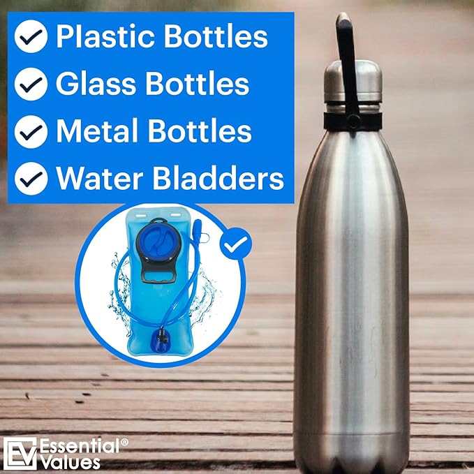 Essential Values Water Bottle Cleaner - Water Bottle Cleaning Tablets & Reservoir Bladder Cleaner Tabs (24 Tablets) - Tumbler Dispenser Hydration Pack Washer - Manufactured in USA