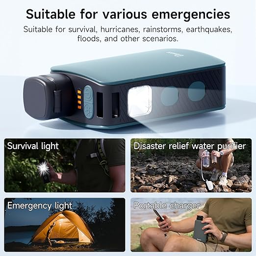 Nawaza Portable Electric Water Filter, 0.01 Micron Camping Water Purifier, One-Touch Outdoor Water Filtration for Hiking, Emergency & Survival