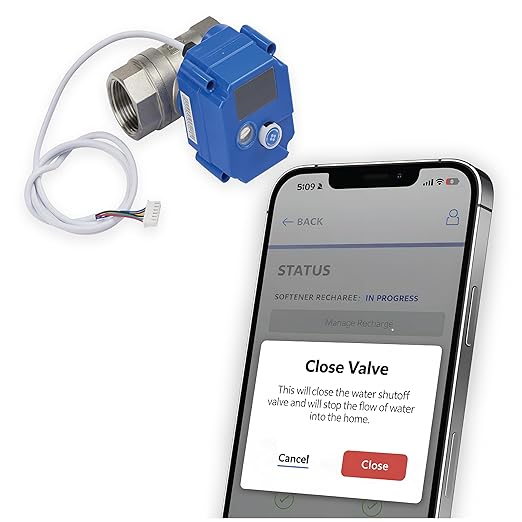 EcoPure Motorized Shutoff Valve for Water Softeners – Remote & Manual Water Control Accessory Compatible with EcoPure EPW140