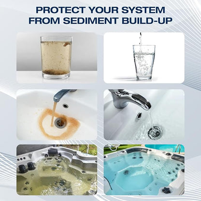 H&G lifestyles Garden Hose Water Filter System for RV Transparent Housing | 4.5 x 10 PP Cotton Cartridge Pre-Filter, Fresh Drinking Water for RV Campers, 30,000 Gallons