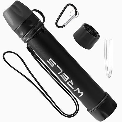 WRELS Water Filter Straw,NSF & SGS Certified Personal Portable Filter for Camping Hiking Survival,Outdoor Water Filter with Carabiner & Extension Tube – Emergency Water Filtration System