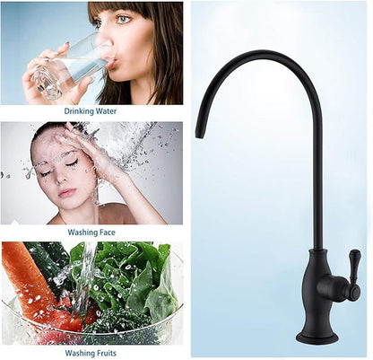 Delle Rosa Drinking Water Purifier Faucet, Commercial Filtration Faucets for Under Sink Water Filter System, Modern Stainless Steel Matte Black Kitchen Bar Sink Drinking Water Faucets,Non-Air Gap
