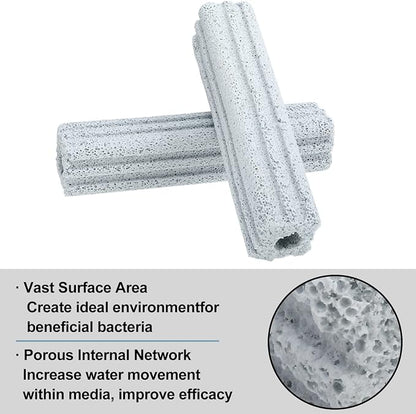 RealPlus Ceramic Bio Filter Media for Aquarium Sump Canister Pond Fish Tank, Vast Surface Area (6.2" Length / 24pcs)