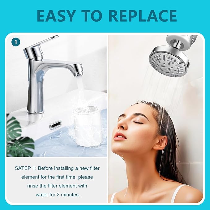 Replacement Shower Head Filter Cartridge Compatible with ‎Organic Jaguar Showerhead,Multi Stage Shower Filtration Systems for Hard Water Reduces Chlorine,Fluoride and Harmful Substance 2 Pcs
