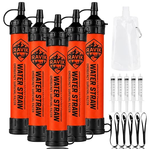 Water Filter Straw, 5PCS | Emergency Water Filter, 1500 Liters/396 Gallon, Camping, Hiking, Survival