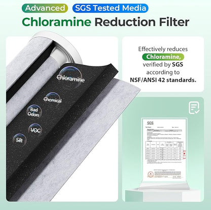 iSpring WGB21B-KSNC Whole House Water Filter System, SGS-Tested to Remove up to 94.4% of Chloramine, 5-Layer Filtration Reduces Heavy Metals, Lead, Chlorine, Sediment, VOC, 10” x 4.5” Filters