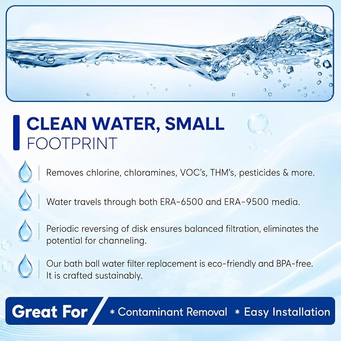 Crystal Quest Bath Ball Replacement Cartridge – Removes Chlorine, PFAS & Odors – Easy-to-Install Water Filter – Eco-Friendly, Durable & Skin-Safe – Built in the USA