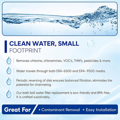 Crystal Quest Bath Ball Replacement Cartridge – Removes Chlorine, PFAS & Odors – Easy-to-Install Water Filter – Eco-Friendly, Durable & Skin-Safe – Built in the USA